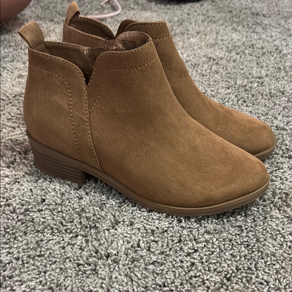 Time and Tru Tan Ankle Booties with Elastic Panels